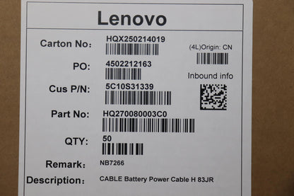 Lenovo Power H 83JR Battery Cable 5C10S31339