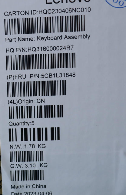 Lenovo Yoga 7 16IRL8 Palmrest Cover Keyboard Portuguese Grey 5CB1L31848