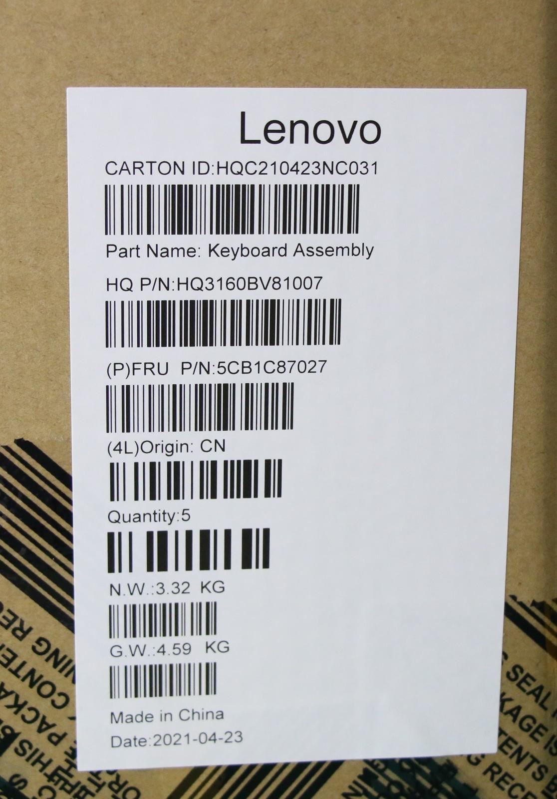 Lenovo IdeaPad 5 16IHU6 Palmrest Cover Touchpad Keyboard Hebrew Grey 5CB1C87027