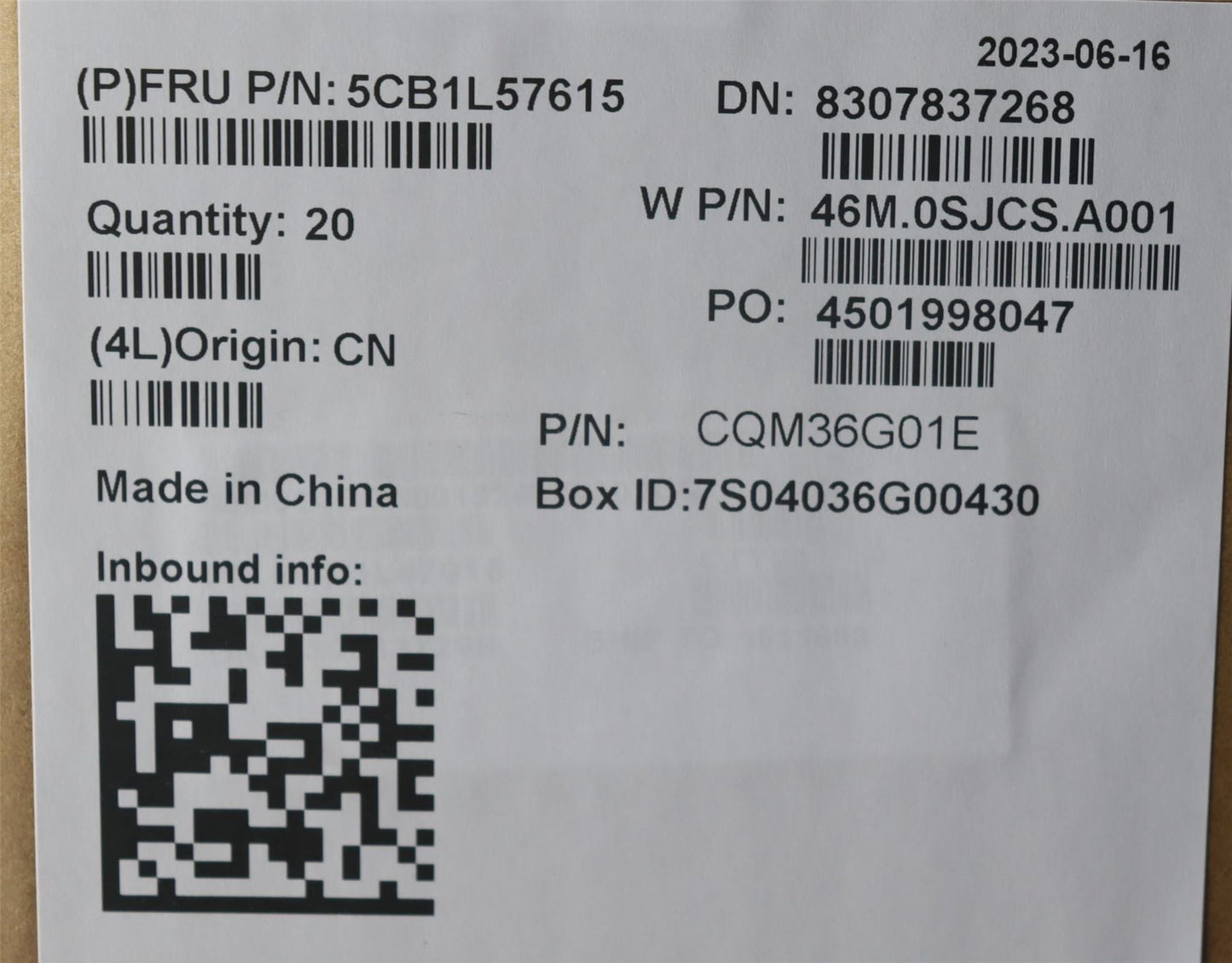 Lenovo FRU D COVER,ASM,CF,Intel Golem2 5CB1L57615
