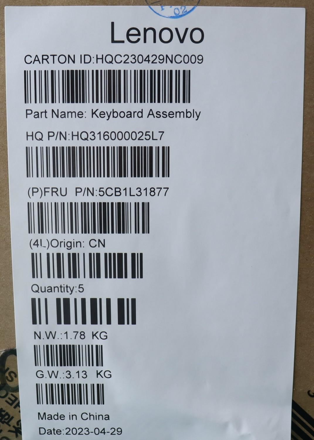 Lenovo Yoga 7 16IRL8 Keyboard Palmrest Top Cover German Storm Grey 5CB1L31877