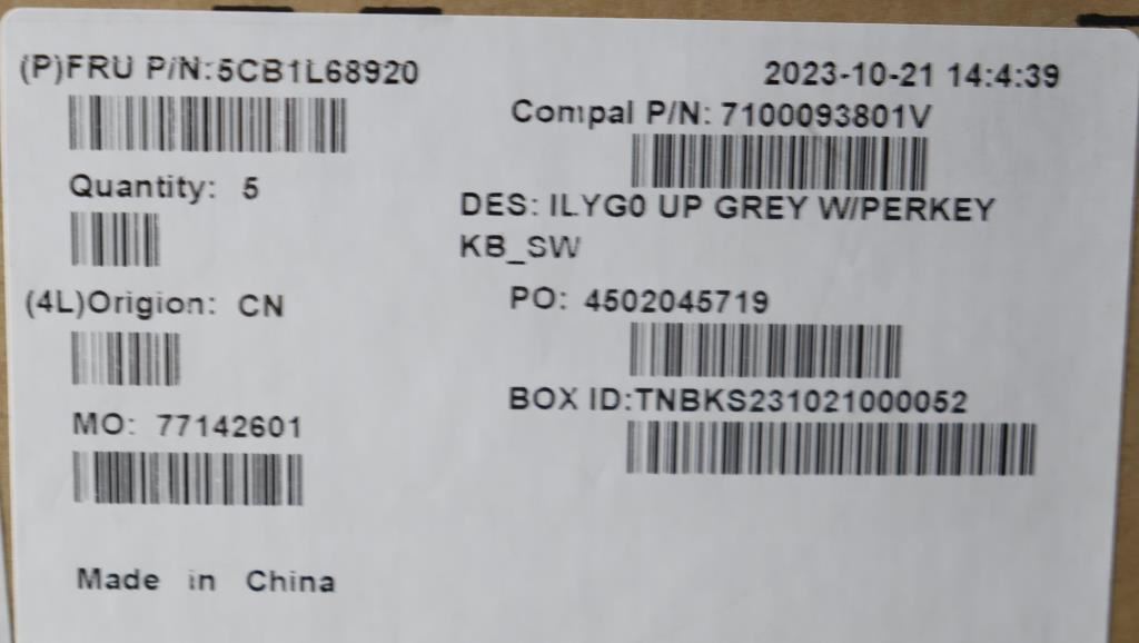 Lenovo Upper Case ASM_SWS C 82Y4 RGB 5CB1L68920