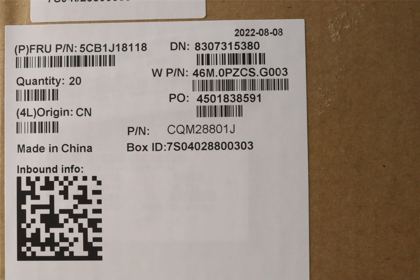 Lenovo FRU A COVER, ASM,3.0T,WL+WW,Primus 5CB1J18118