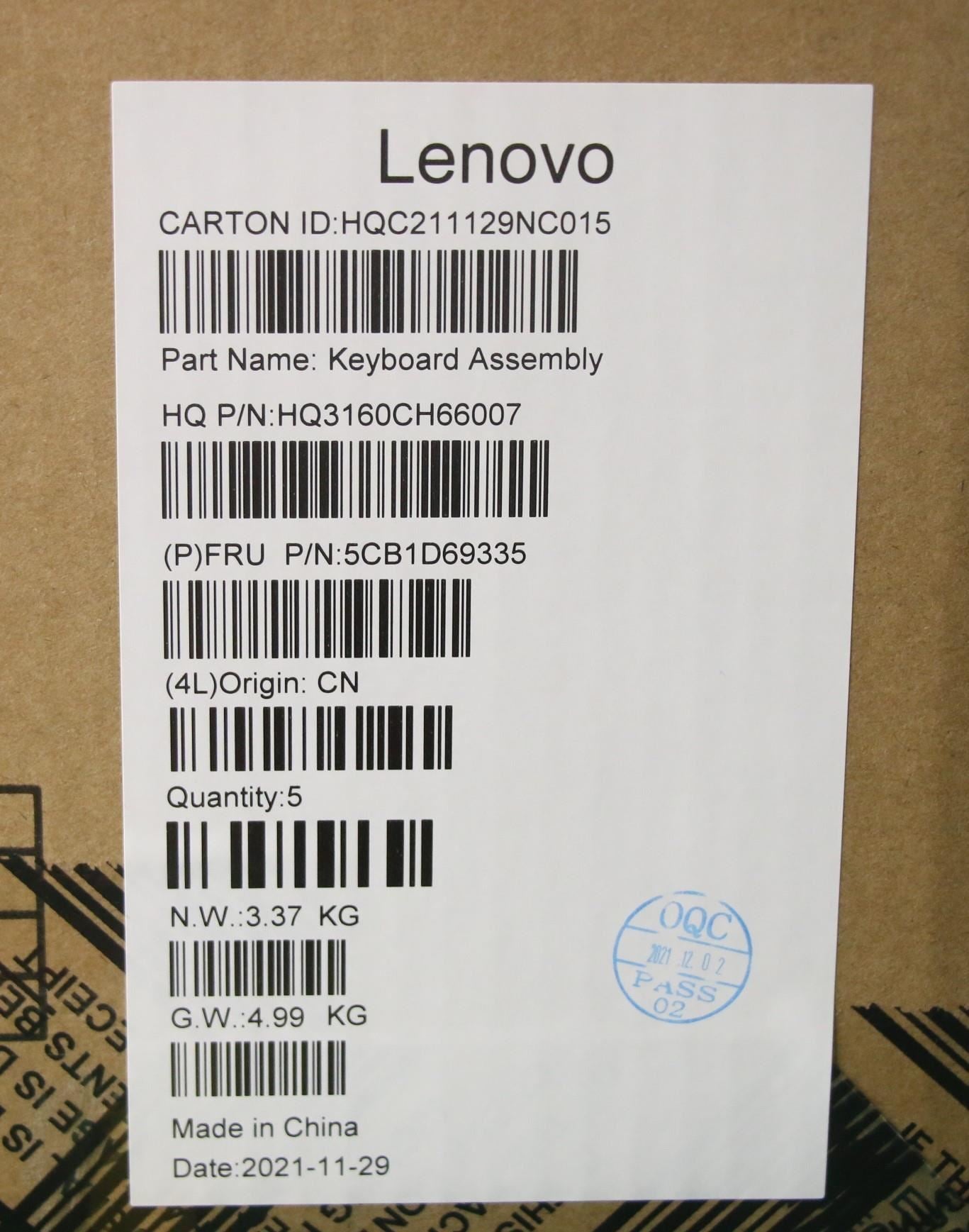 Lenovo IdeaPad 3 15IJL6 Palmrest Cover Touchpad Keyboard French Grey 5CB1D69335