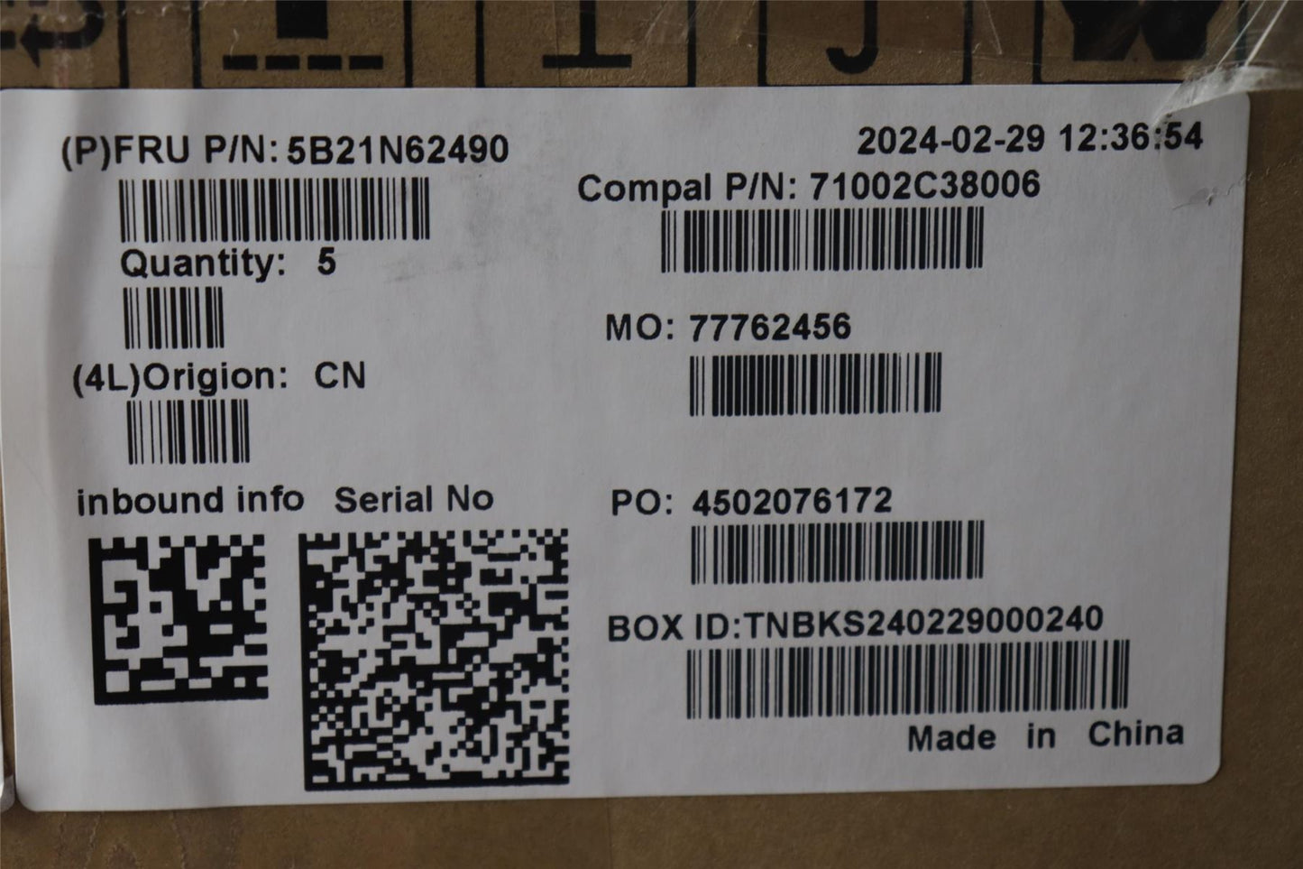 Lenovo C83D0 WIN CORE5_120U UMA 32G RM 5B21N62490