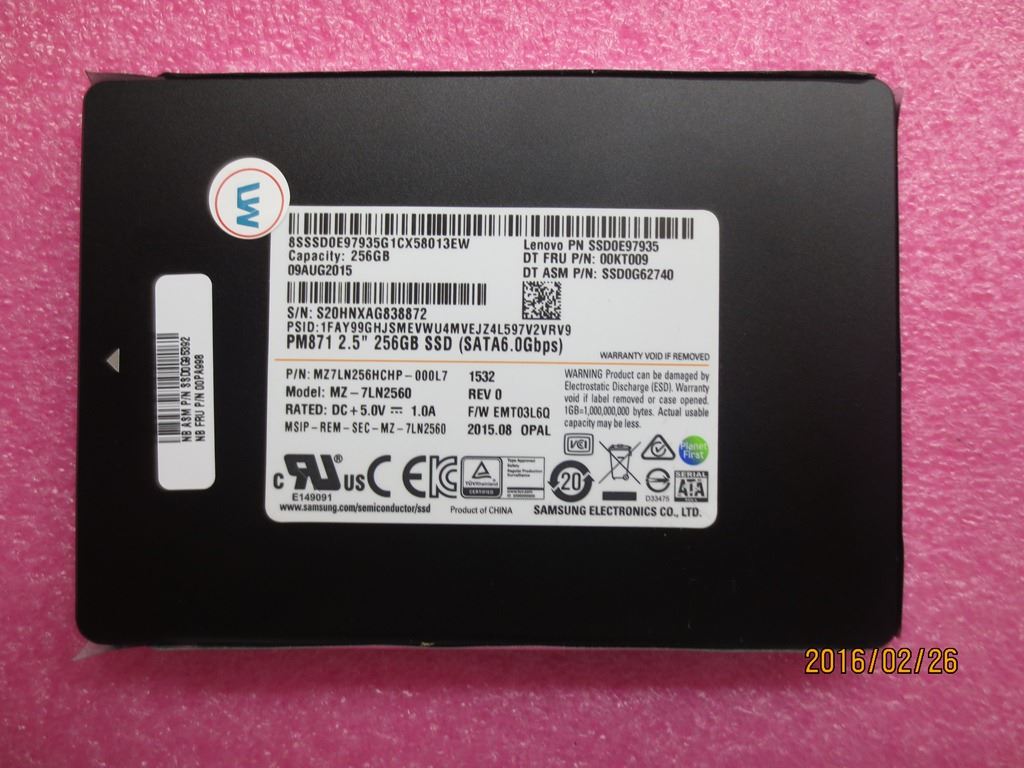 Lenovo ThinkPad A275 X260 X250 T460p T460 T450s Solid State Drive SSD 00PA999