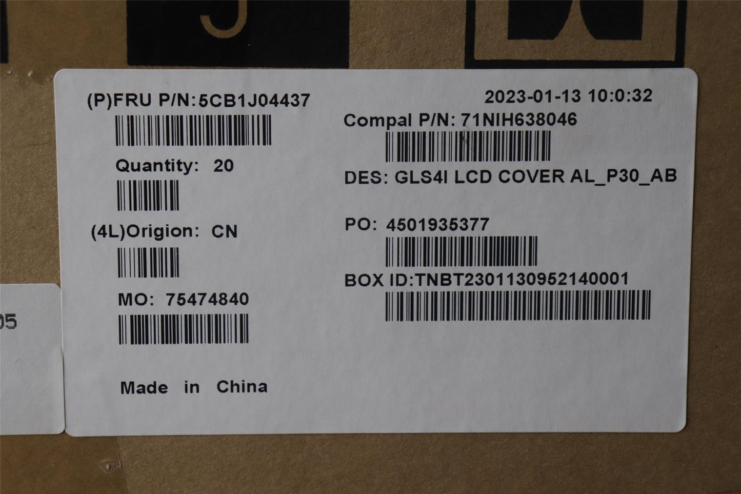 Lenovo LCD Cover C 82SD AL_3.0t_AB 5CB1J04437