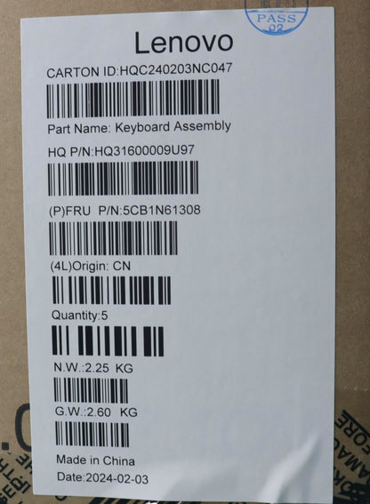 Lenovo Upper Case ASM_GER H83DR LG STO GY 5CB1N61308
