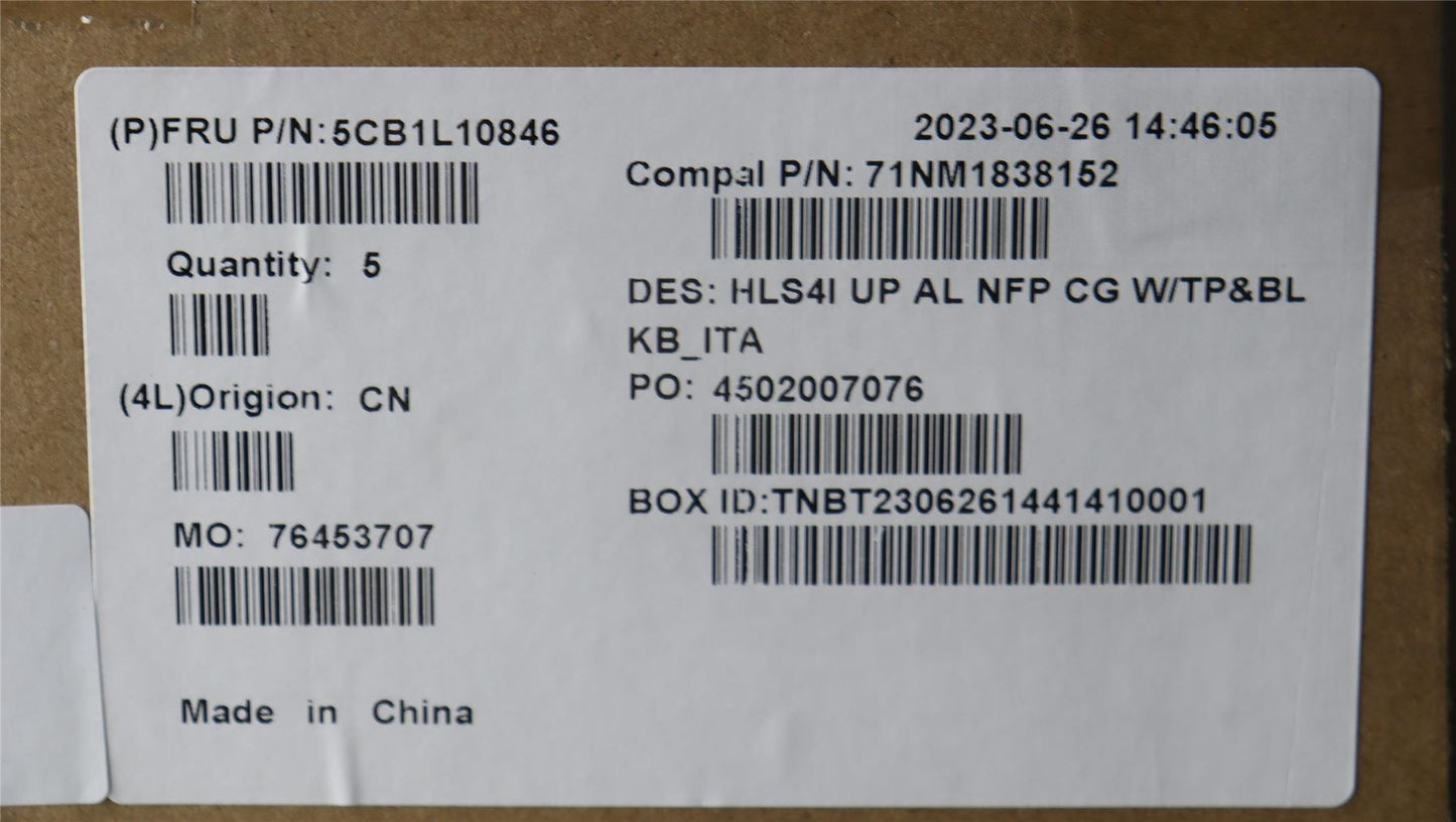 Lenovo COVER UpperCase_ITA C82XD NFP CG BL AL 5CB1L10846
