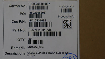 Lenovo H83S1 120 W/TOF LCD Display eDP IR Cable 5C10S31686