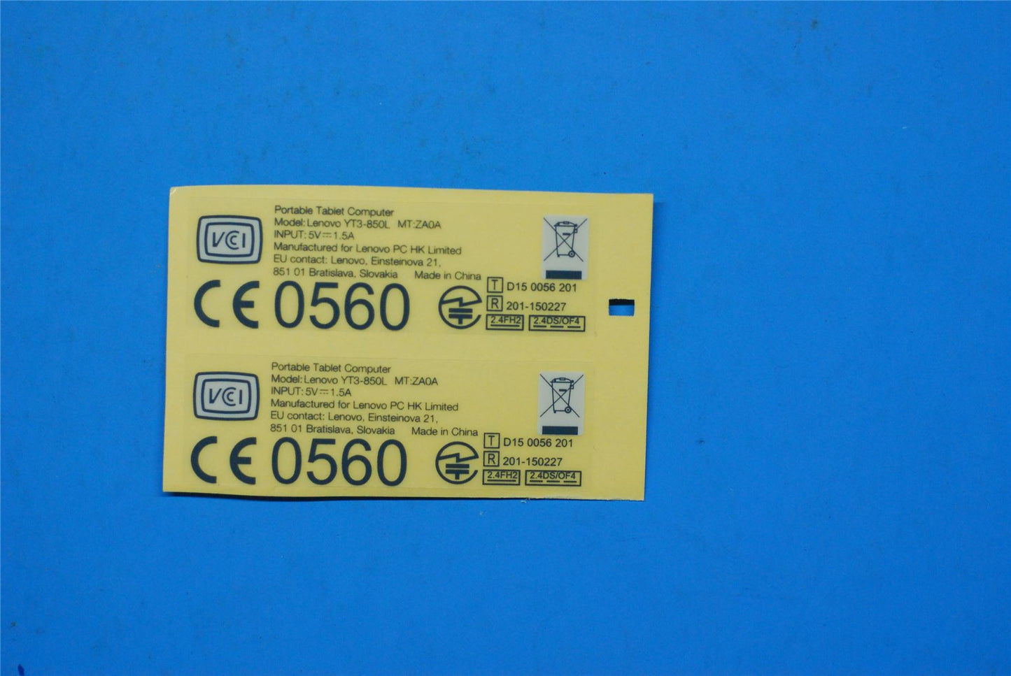 Lenovo YT3-850L Rating label&*70152401 CS 5L18C03458