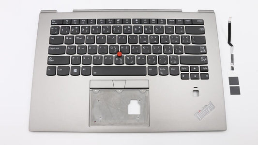Lenovo Yoga X1 3rd Gen Keyboard Palmrest Top Cover Arabic Silver Backlit 01LX941