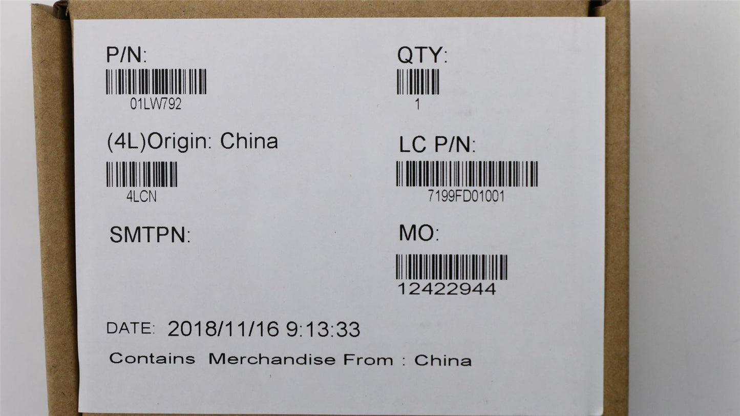 Lenovo 01LW792 MECHANICAL FRU name plate