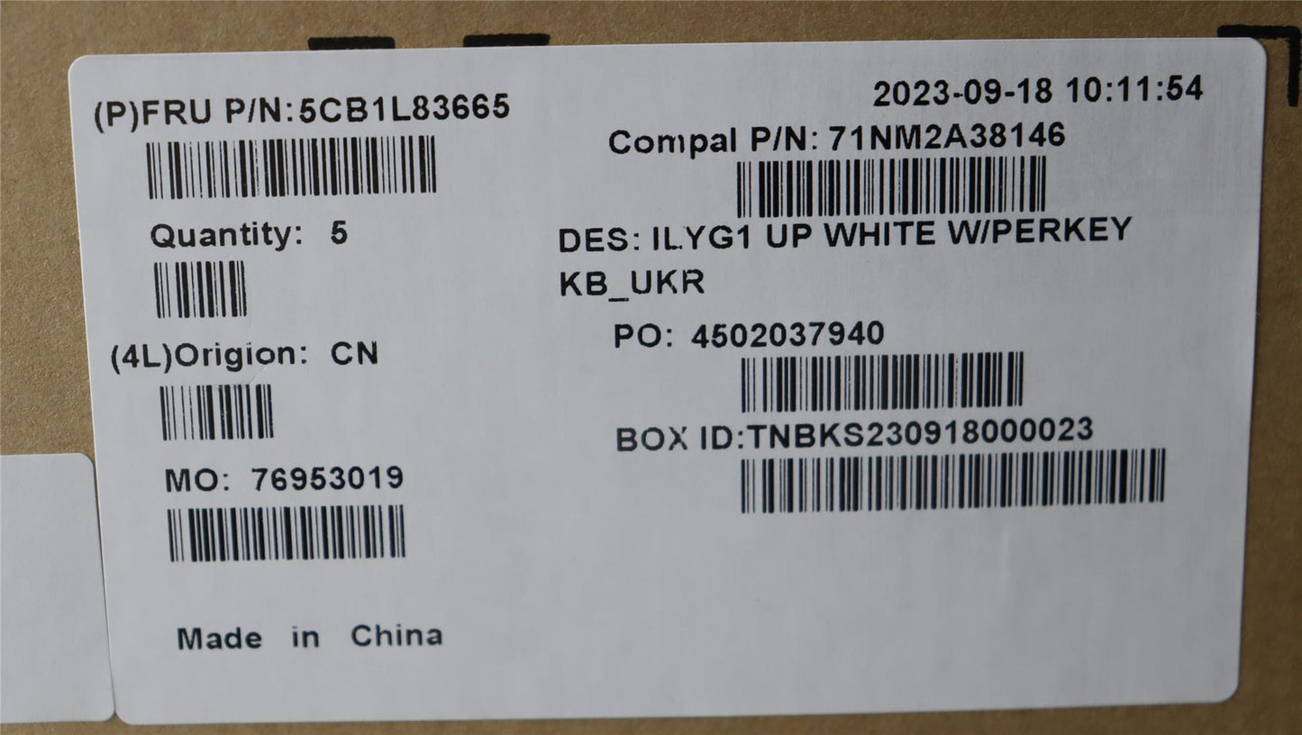 Lenovo Legion S7 16IRH8 Keyboard Palmrest Top Cover Ukrainian White 5CB1L83665
