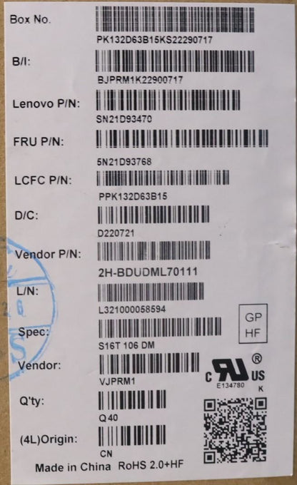 Lenovo ThinkPad L15 Gen 3 Keyboard Danish Black Backlit 5N21D93694