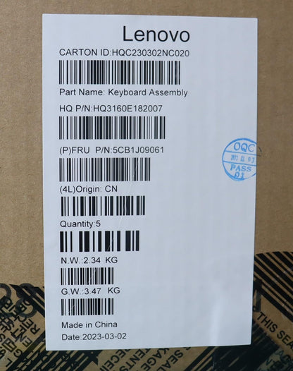 Lenovo Upper Case ASM_THAI H 82SN STGYUMA 5CB1J09061