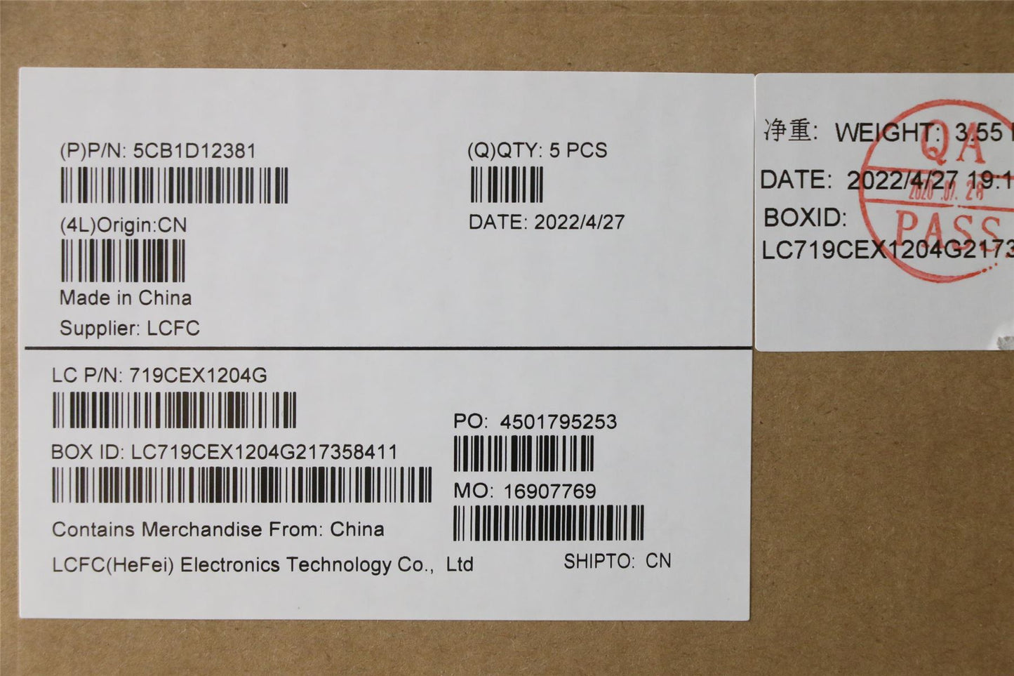Lenovo Upper Case ASM_SPA L82JK SG BU 5CB1D12381