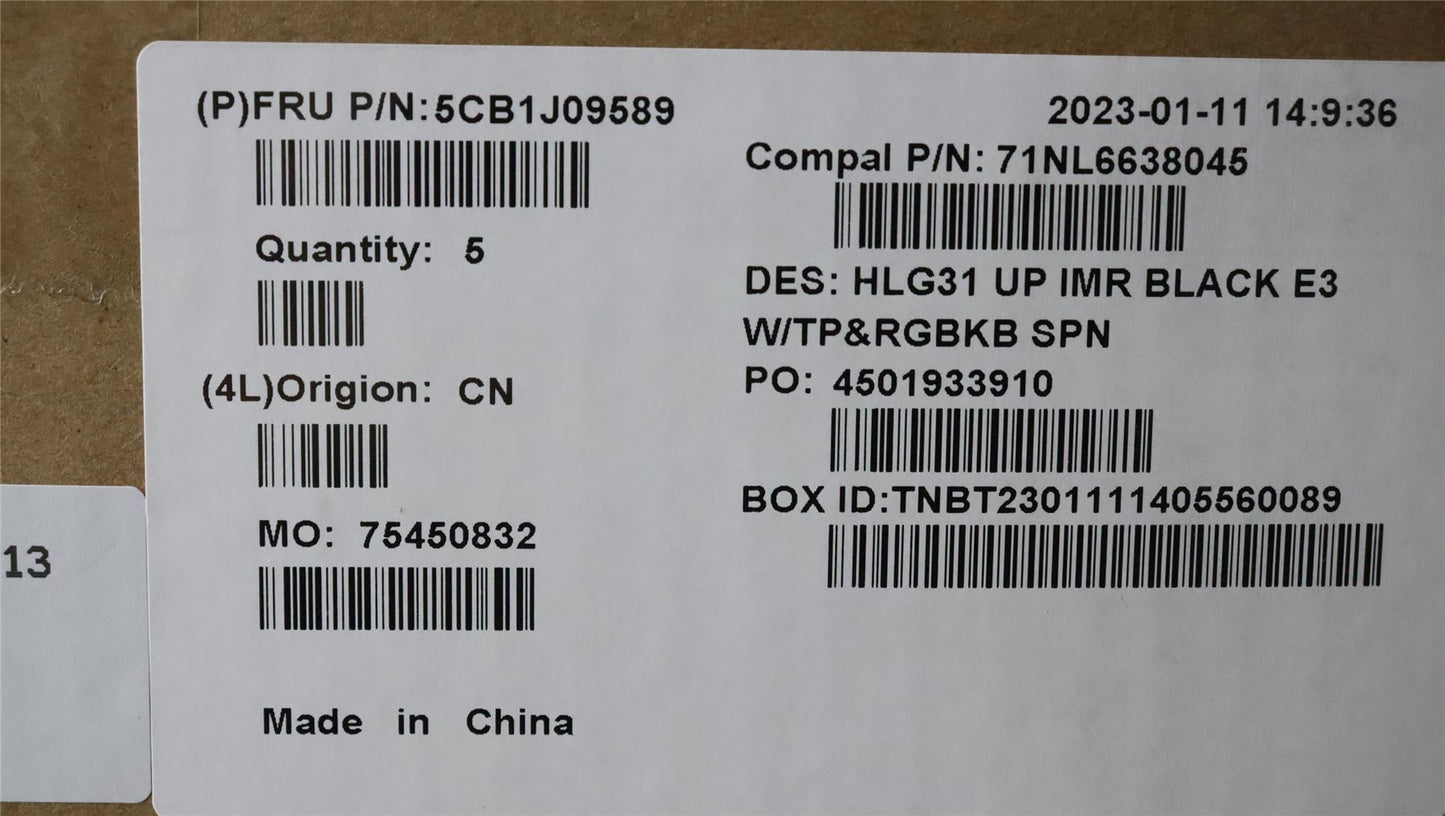 Lenovo UpperCaseASM_SPA C82SARGB E3 BLA 5CB1J09589