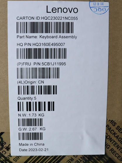 Lenovo Upper Case ASM_THAI_H 21D0 AGNFPET 5CB1J11995