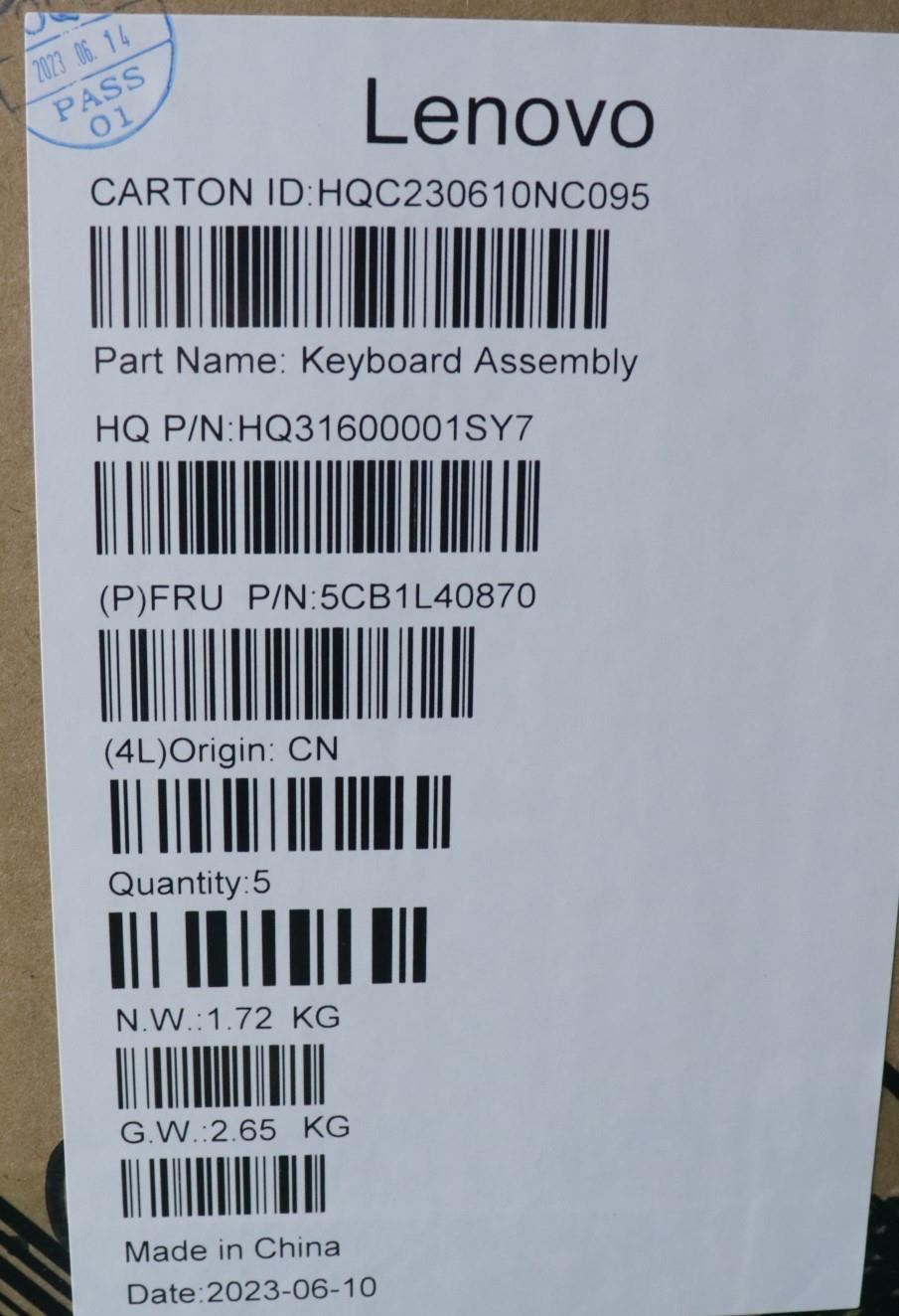 Lenovo Yoga 7 14IRL8 Keyboard Palmrest Top Cover US Euro Tidal Teal 5CB1L40870
