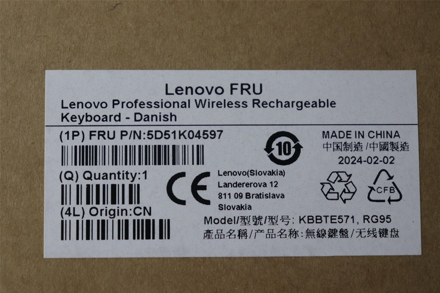Lenovo Slim KB II-Danish 5D51K04597