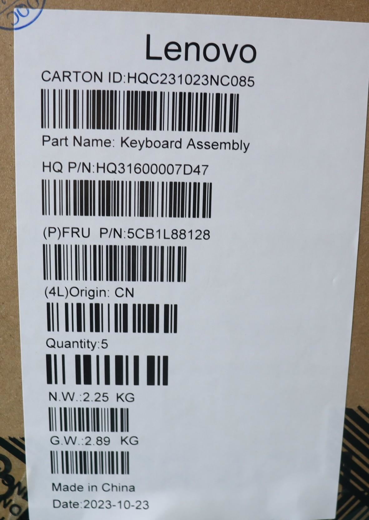 Lenovo Yoga 6 14IRH8 Palmrest Cover Touchpad Keyboard Hebrew 5CB1L88128
