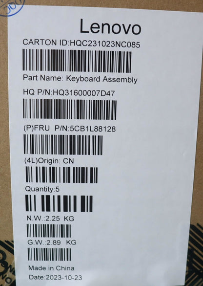 Lenovo Yoga 6 14IRH8 Palmrest Cover Touchpad Keyboard Hebrew 5CB1L88128