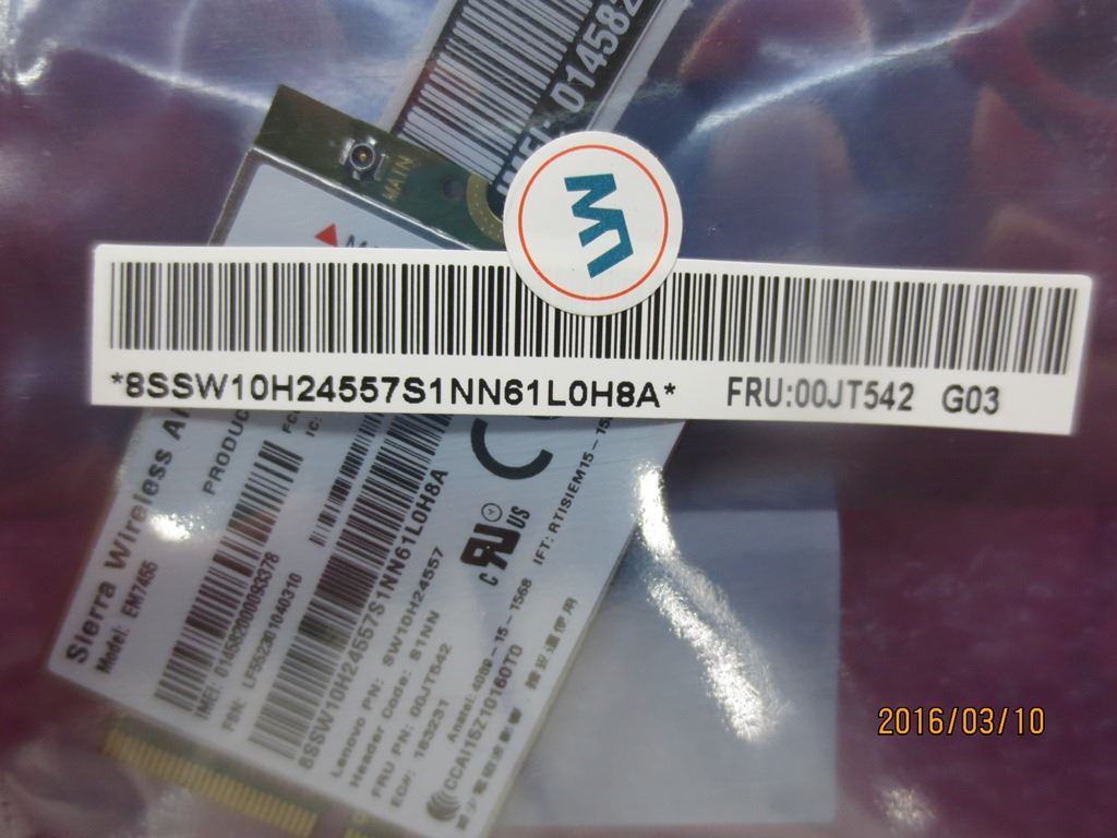 Lenovo Wireless, CMB, SIE, EM7455 Board 00JT542
