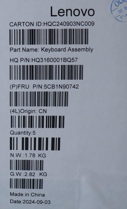 Lenovo Upper Case ASM SWS H 83E3 TT 5CB1N90742