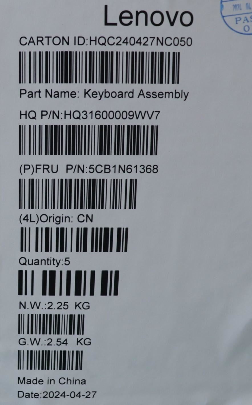 Lenovo Upper Case ASM_FRA H83DR CB STO GY 5CB1N61368