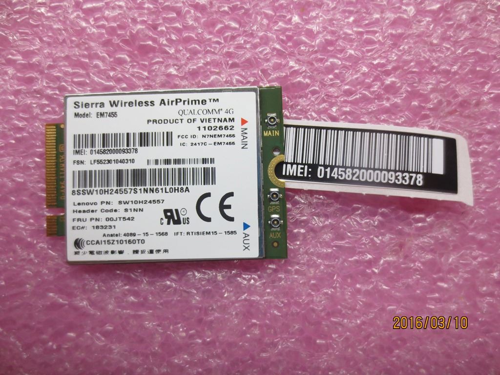 Lenovo Wireless, CMB, SIE, EM7455 Board 00JT542