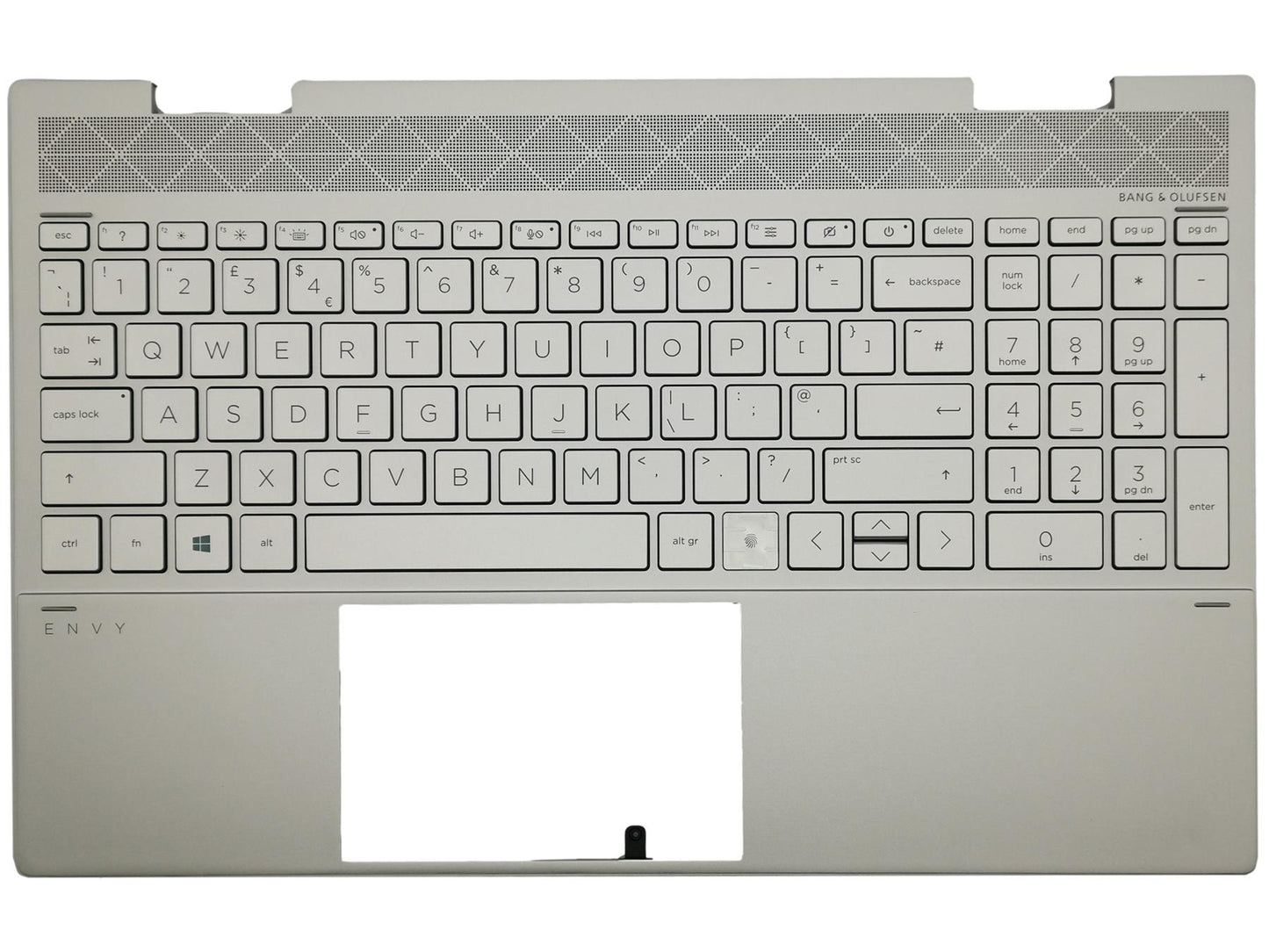 Genuine HP Envy 15-ED Palmrest Cover Keyboard UK Silver Backlit L93227-031