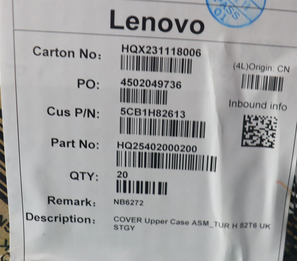 Lenovo Upper Case ASM_TUR H 82T6 STGY UK English Turkish Keyboard 5CB1H82613