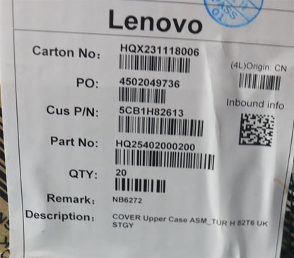 Lenovo Upper Case ASM_TUR H 82T6 STGY UK English Turkish Keyboard 5CB1H82613
