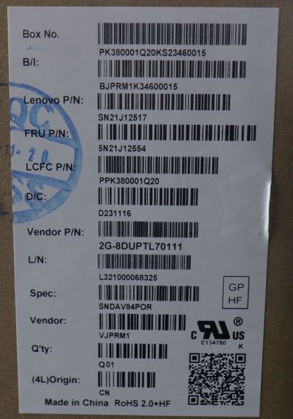 Lenovo NDA-V KBD,LBL-1,PMX,POR 5N21J12554