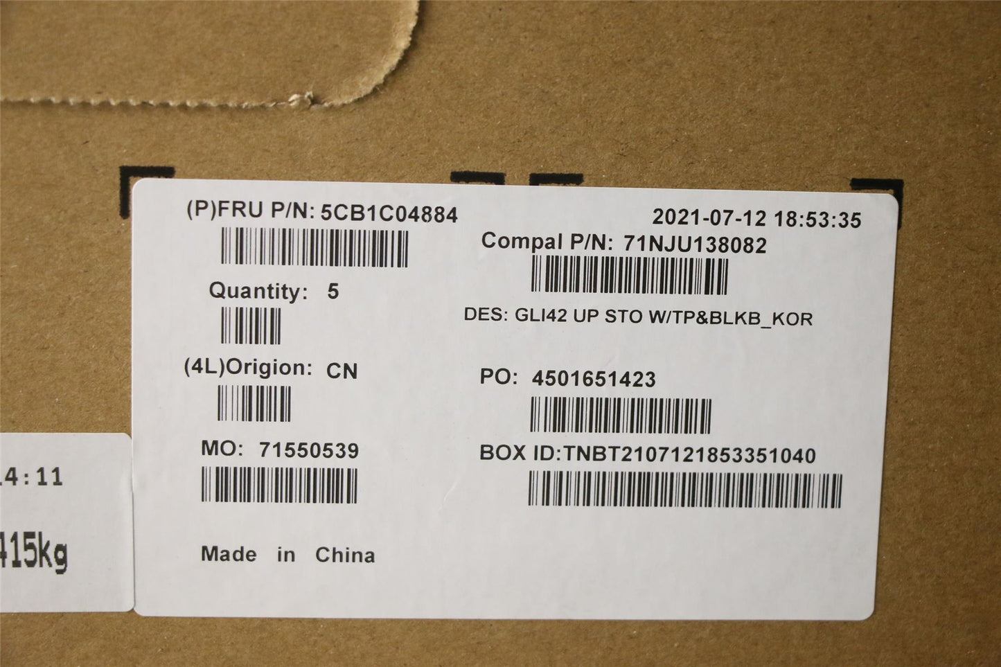 Lenovo UpperCaseASM_KOR C82L3 StoBL 5CB1C04884