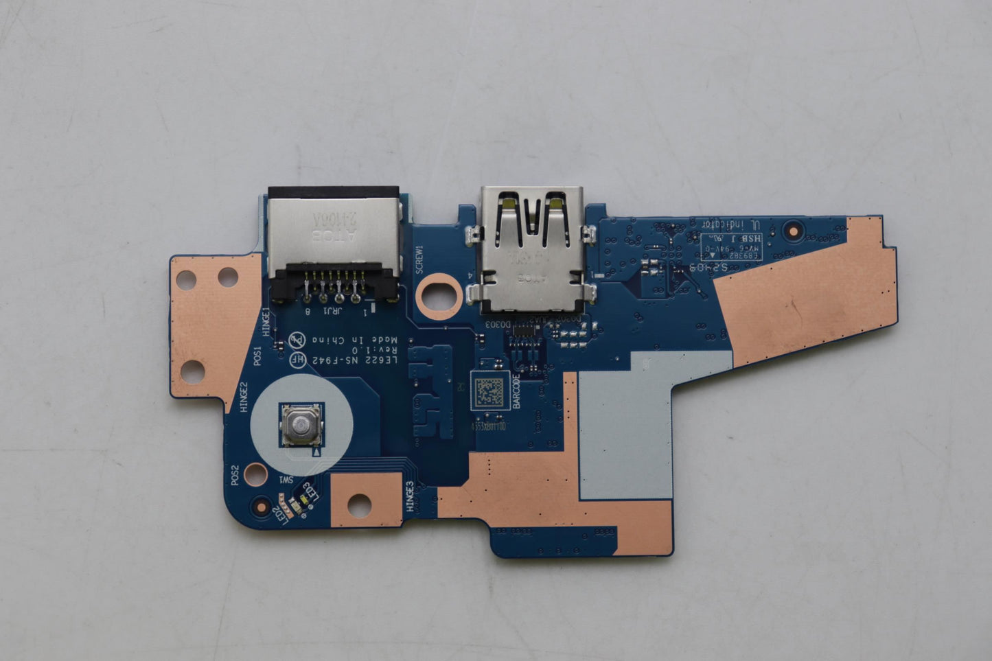 Lenovo CARDPOP PCBA IO/B NSF942 LE622 W/O Fingerprint FPR I/O Board 5C51J62796