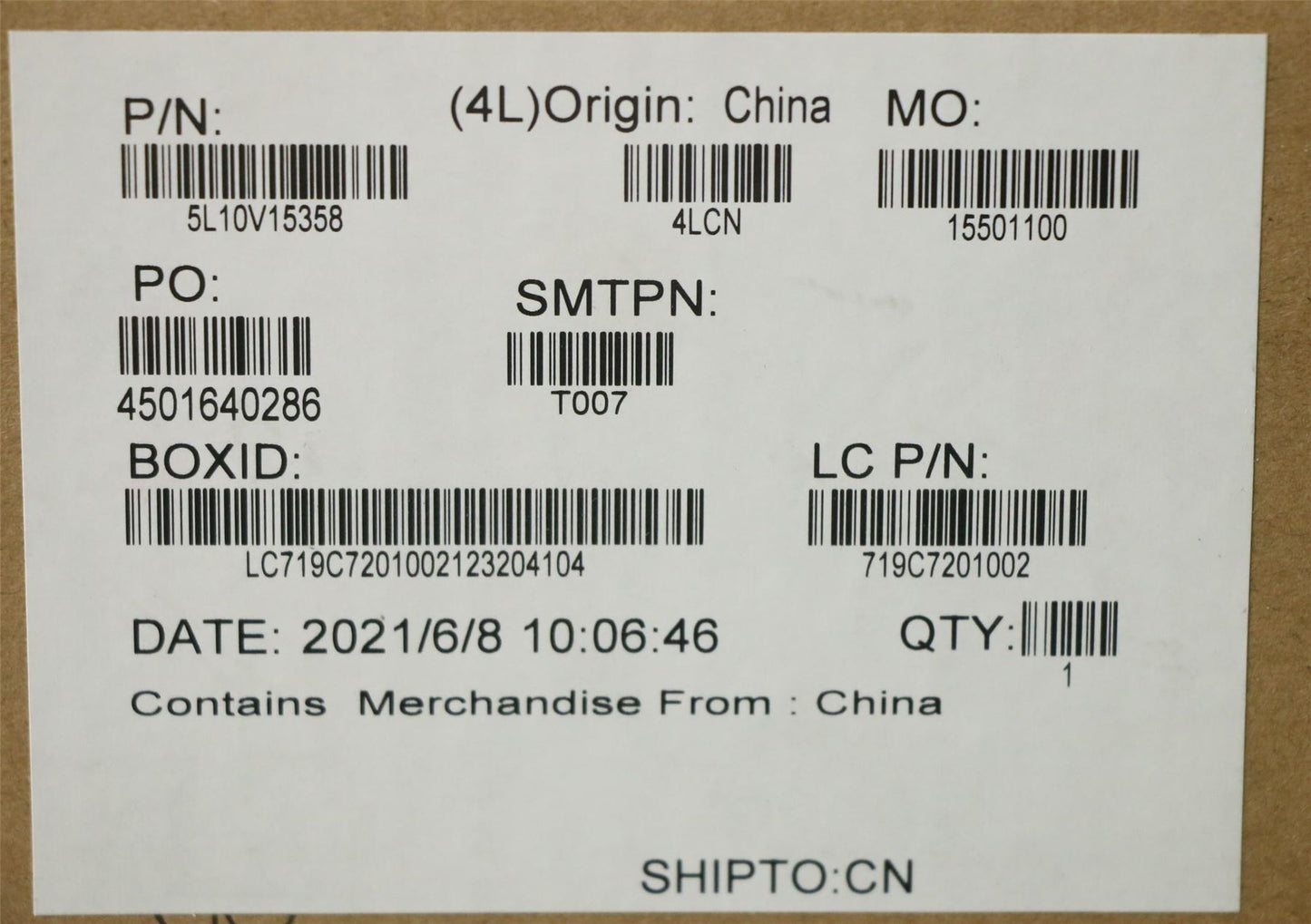 Lenovo LABEL FRU GEO Label Kit Black 5L10V15358
