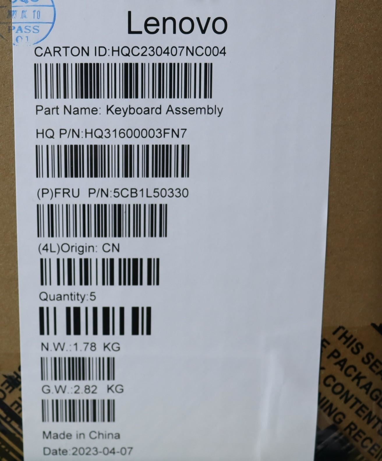 Lenovo Yoga 7 14ARP8 Palmrest Cover Touchpad Keyboard Hungarian 5CB1L50330