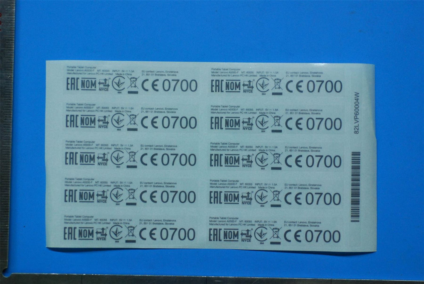Lenovo A5500-F Rating Label-RU&*82LVP60004W CS 5L19A6MWC0