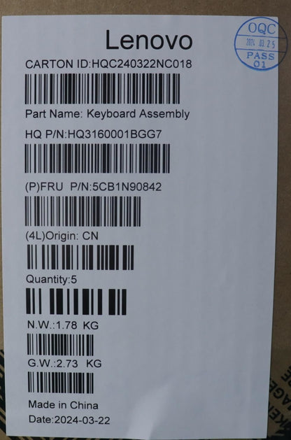 Lenovo Upper Case ASM SPA H 83D3 ARGY 5CB1N90842