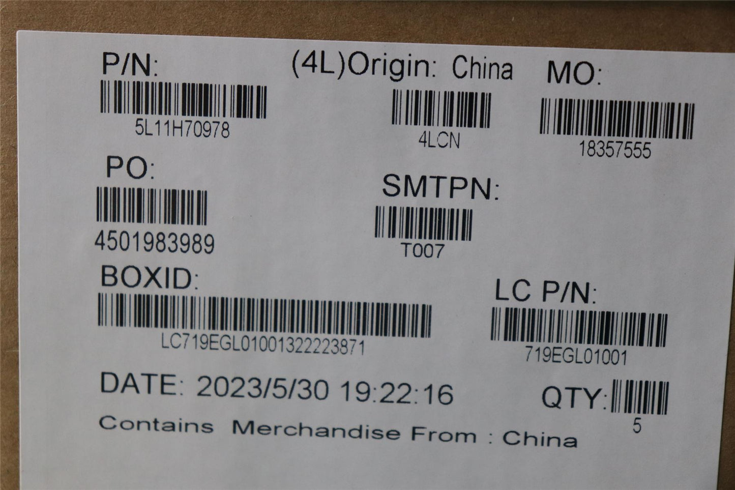 Lenovo LABEL LABEL FRU Jing Intel FRU label 5L11H70978