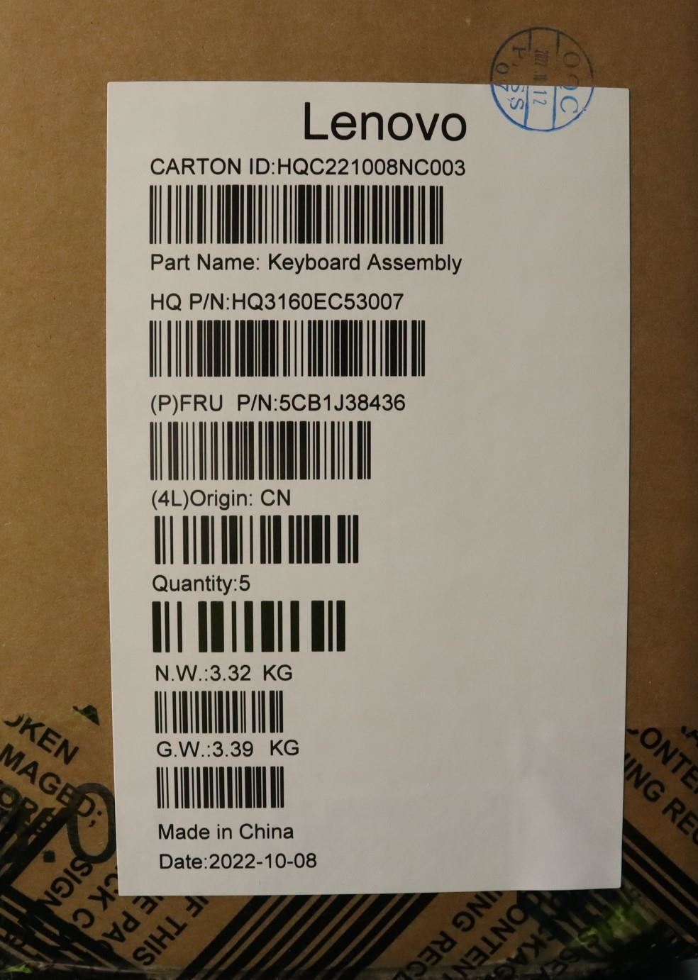 Lenovo Yoga 7 16ARH7 Palmrest Cover Touchpad Keyboard US Europe Black 5CB1J38436