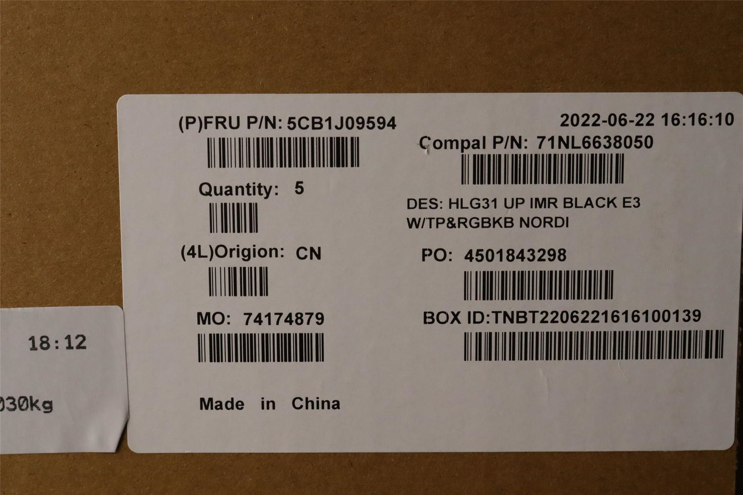 Lenovo IdeaPad 3 16IAH7 Palmrest Cover Touchpad Keyboard Nordic Black 5CB1J09594