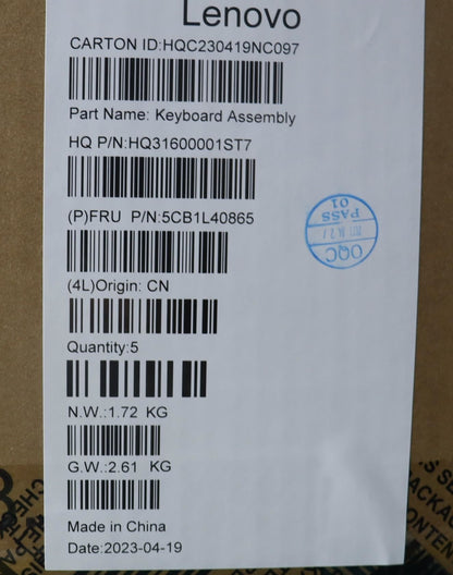 Lenovo Yoga 7 14IRL8 Keyboard Palmrest Top Cover Switzerland 5CB1L40865