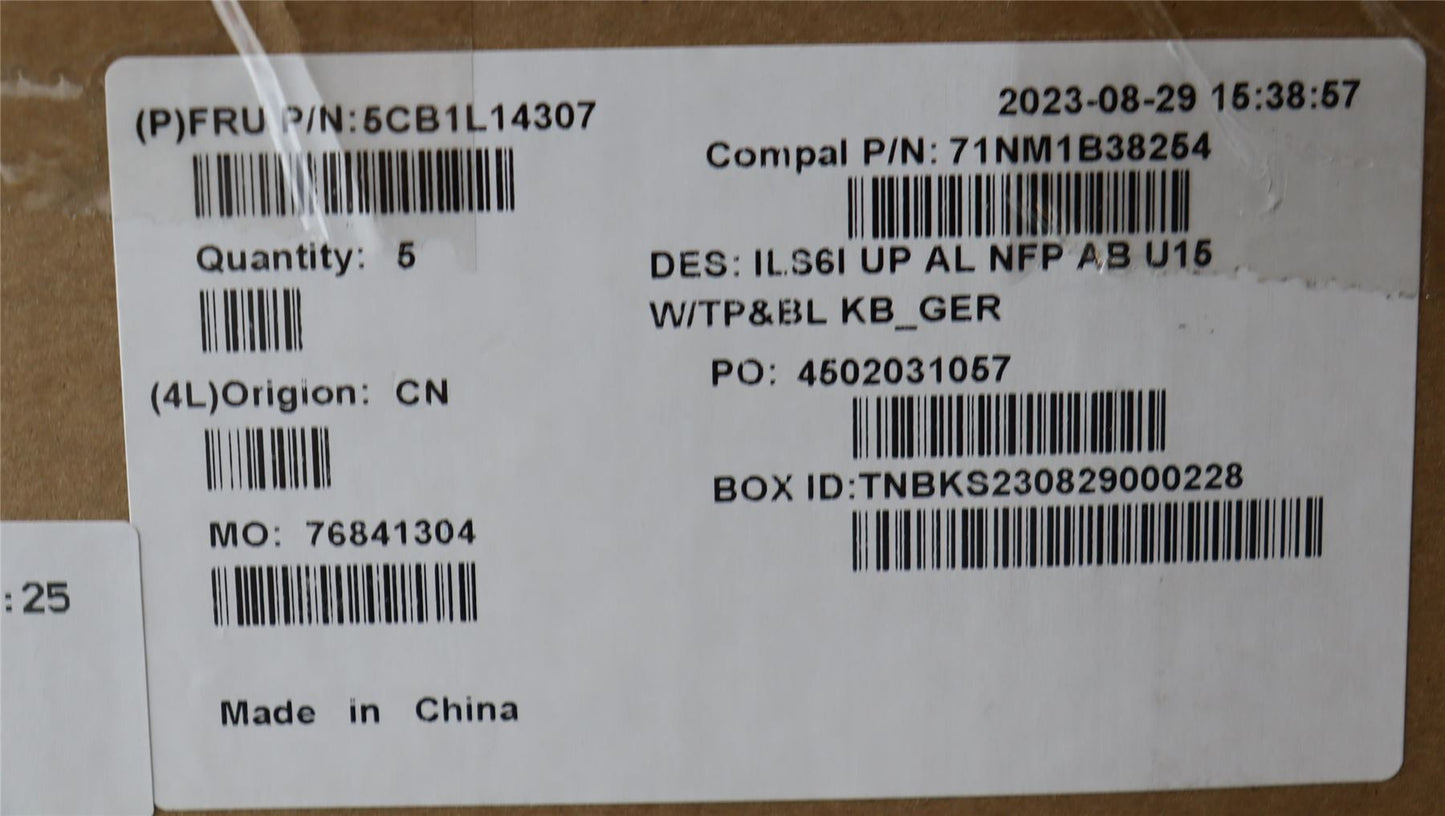 Lenovo UpperCase_GER C82XF NFP AB BL AL 5CB1L14307
