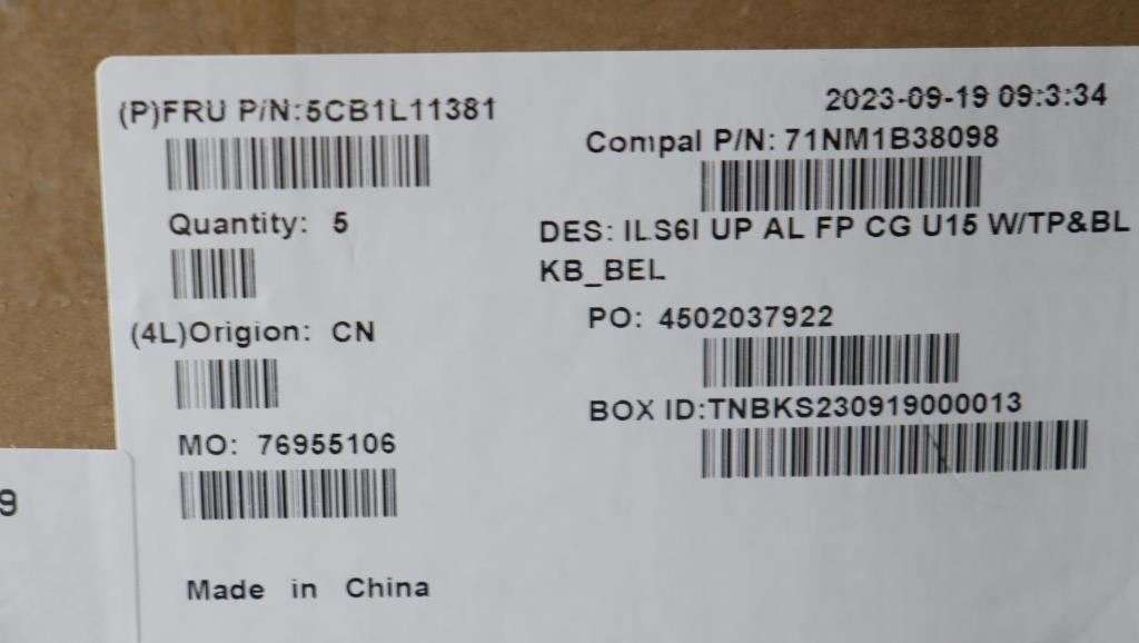 Lenovo UpperCase_BEL C82XF FP CG BL AL 5CB1L11381