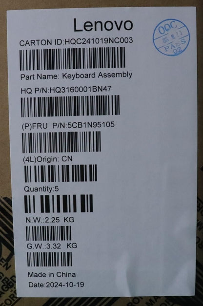 Lenovo Upper Case ASM RUS H 83DS FP CB 5CB1N95105