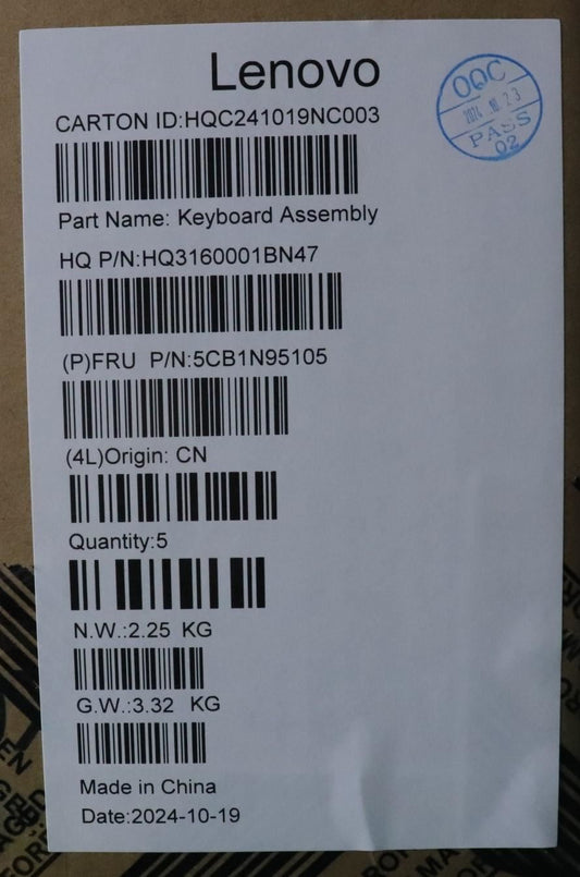 Lenovo Upper Case ASM RUS H 83DS FP CB 5CB1N95105