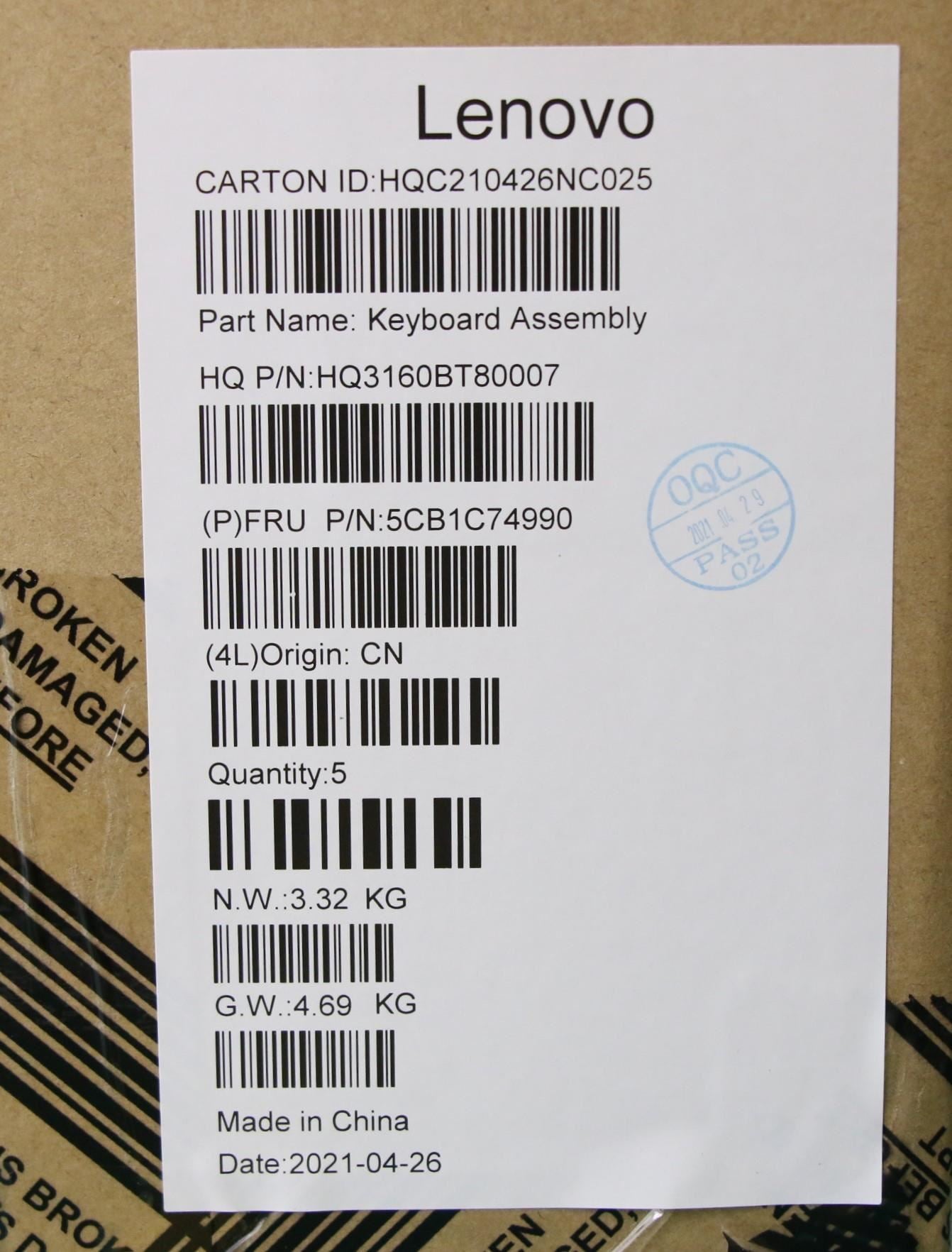 Lenovo IdeaPad 5 16ACH6 Palmrest Cover Touchpad Keyboard Swiss Grey 5CB1C74990